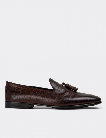 Brown Leather Loafers - 01702MKHVC12