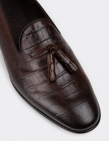 Brown Leather Loafers - 01702MKHVC12