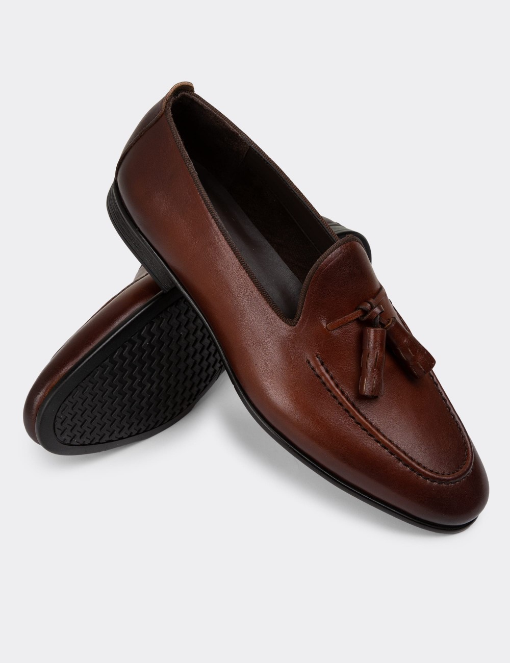 Brown Leather Loafers - 01701MKHVC14