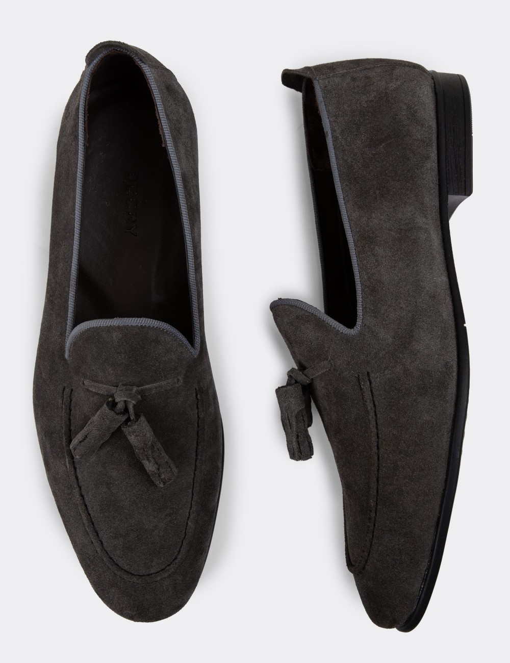 Gray Suede Leather Loafers - 01701MGRIC03