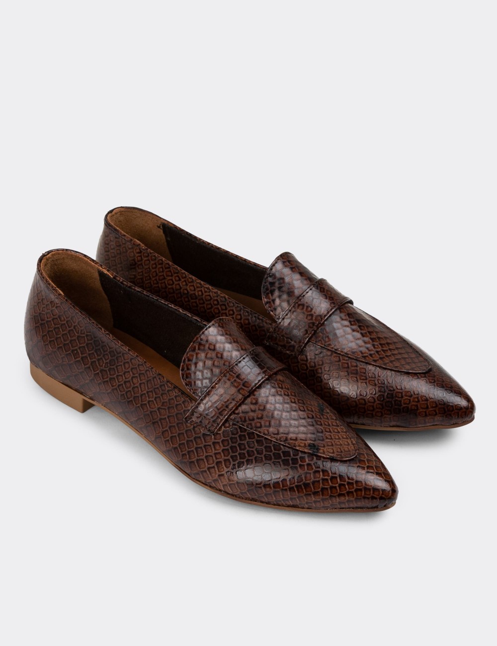 Brown Leather Loafers - 01897ZKHVC01
