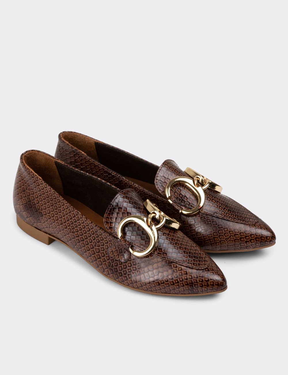 Brown Leather Loafers - 01911ZKHVC01