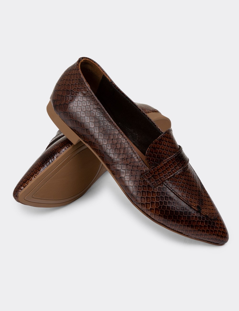 Brown Leather Loafers - 01897ZKHVC01
