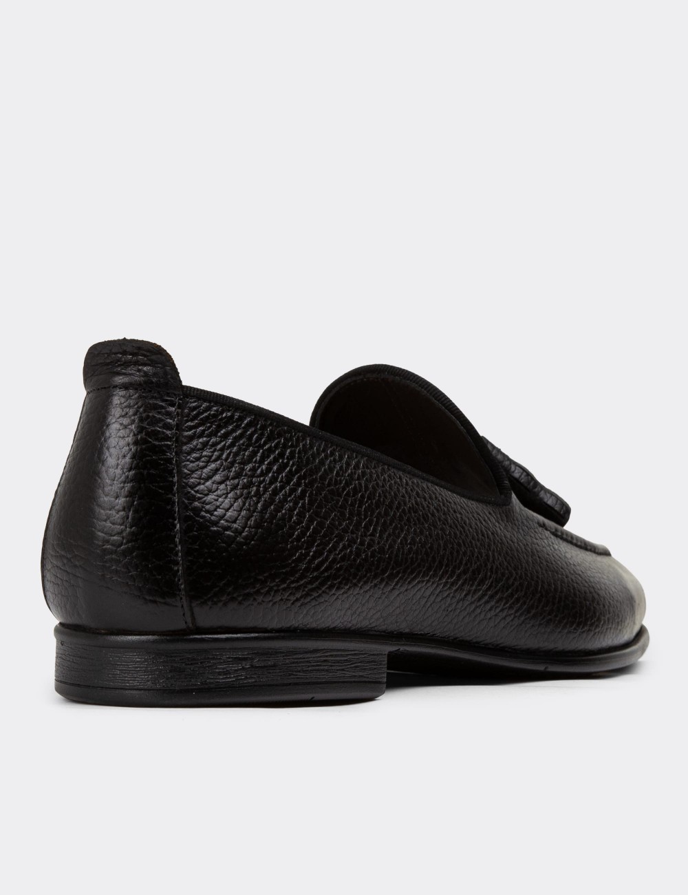 Black Leather Loafers - 01701MSYHC07