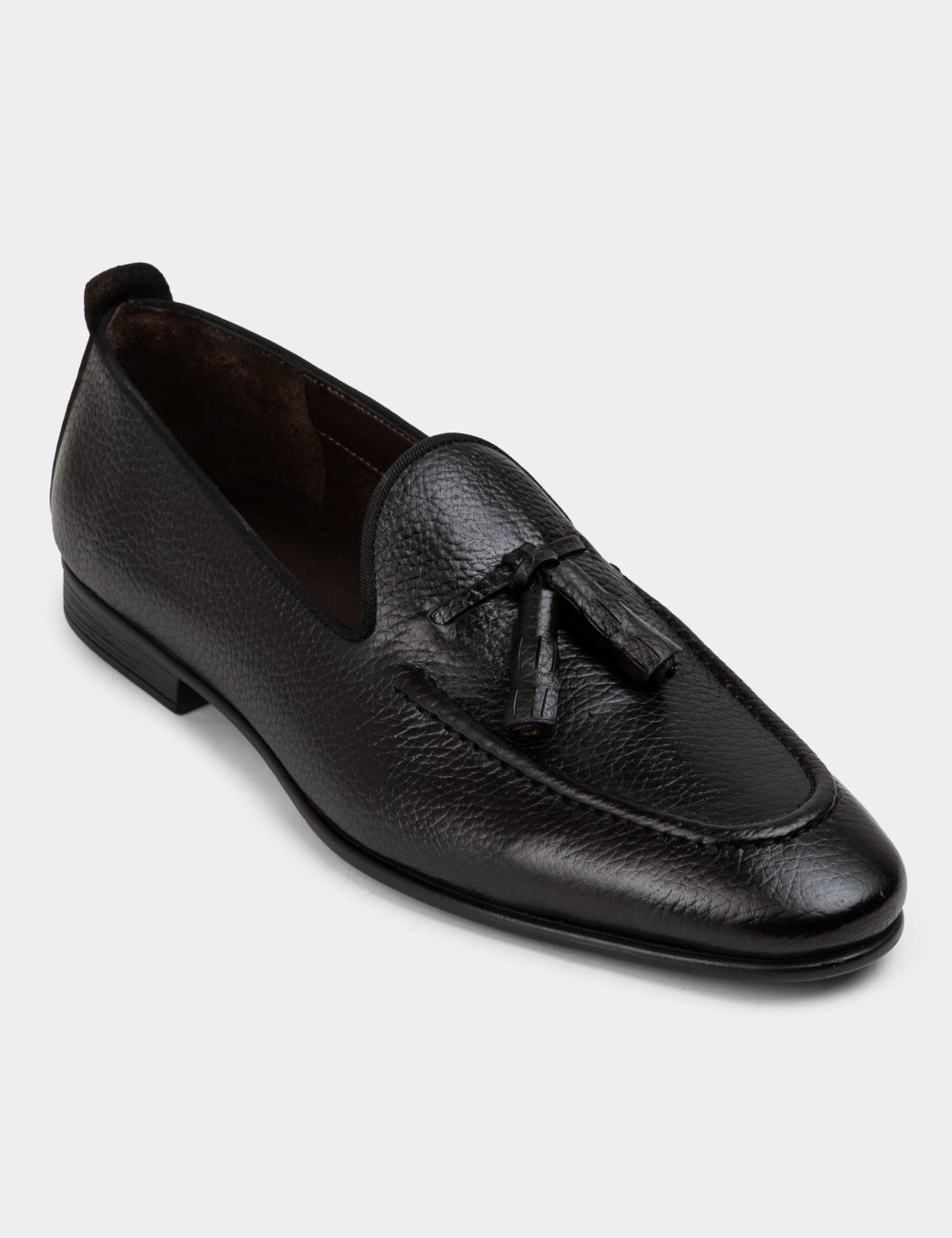 Black Leather Loafers - 01701MSYHC07