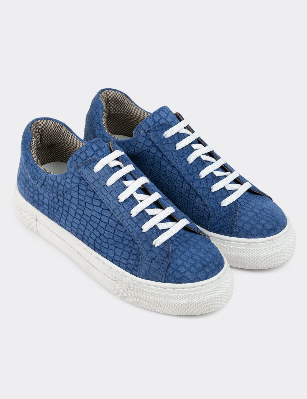 Blue Nubuck Calfskin Sneakers - Z1681ZMVIC15