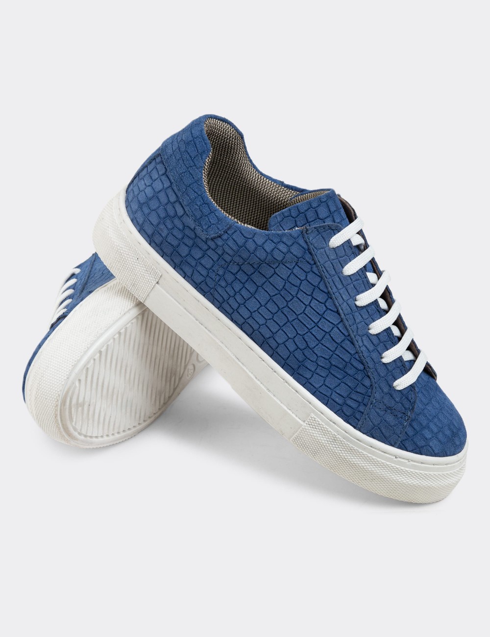 Blue Nubuck Calfskin Sneakers - Z1681ZMVIC15