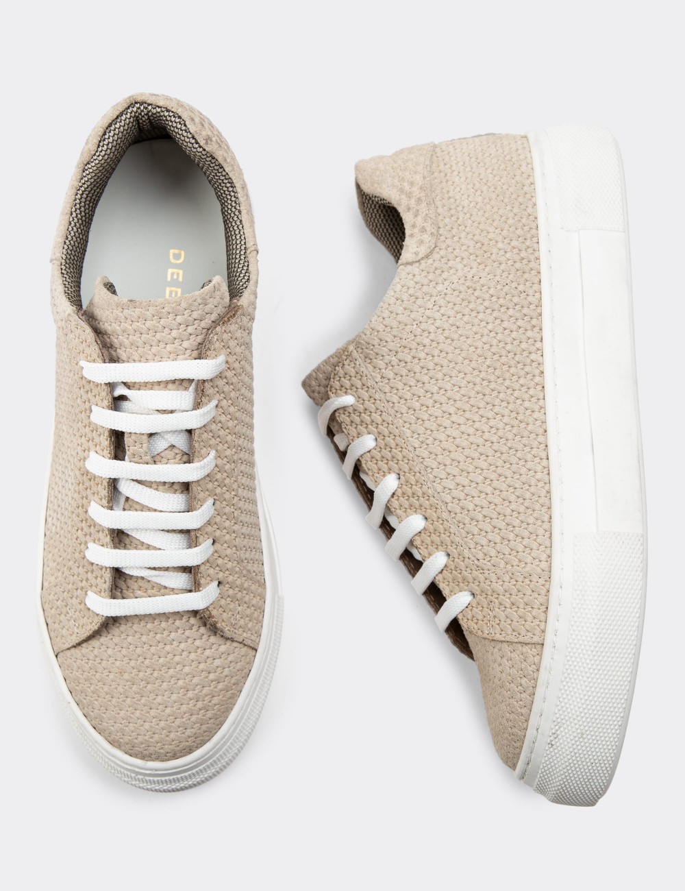 Beige Nubuck Calfskin Sneakers - Z1681ZBEJC10