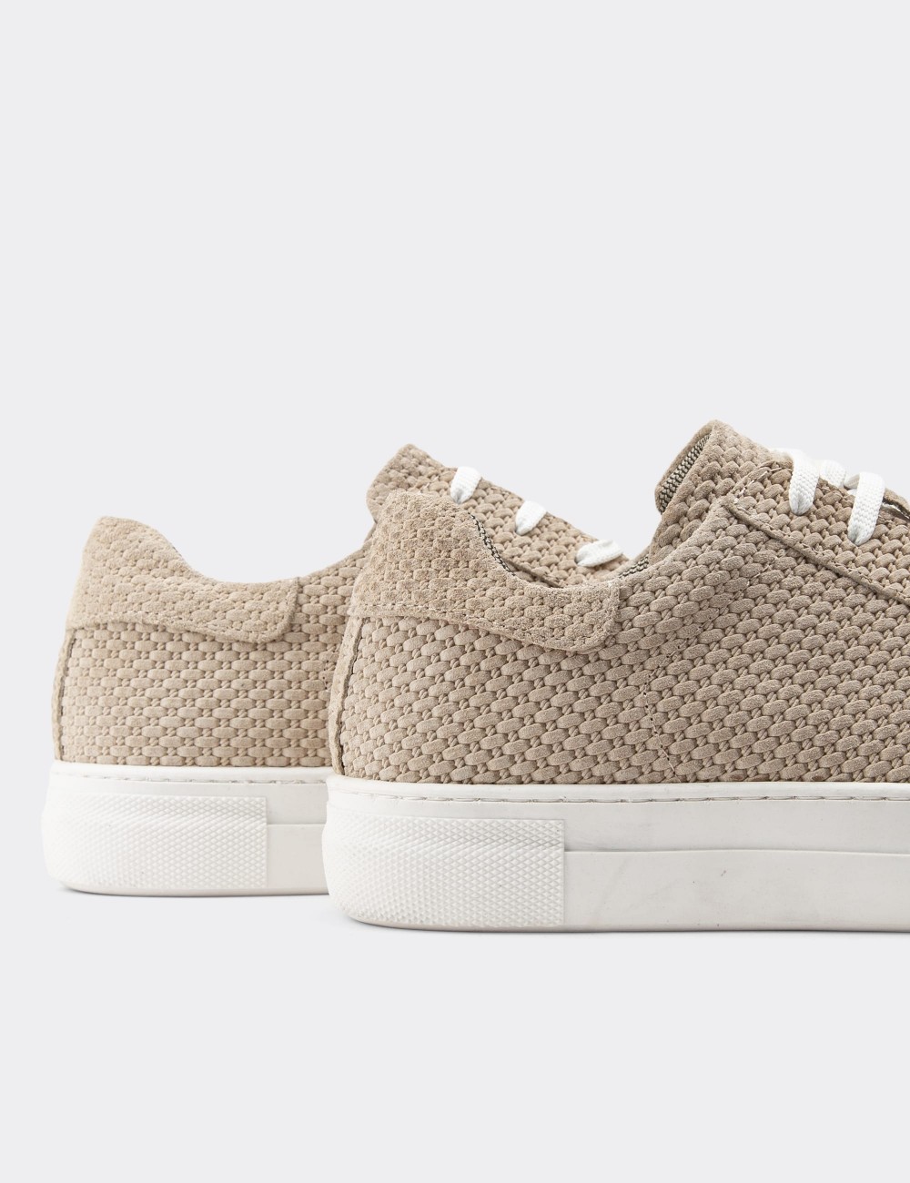 Beige Nubuck Calfskin Sneakers - Z1681ZBEJC10