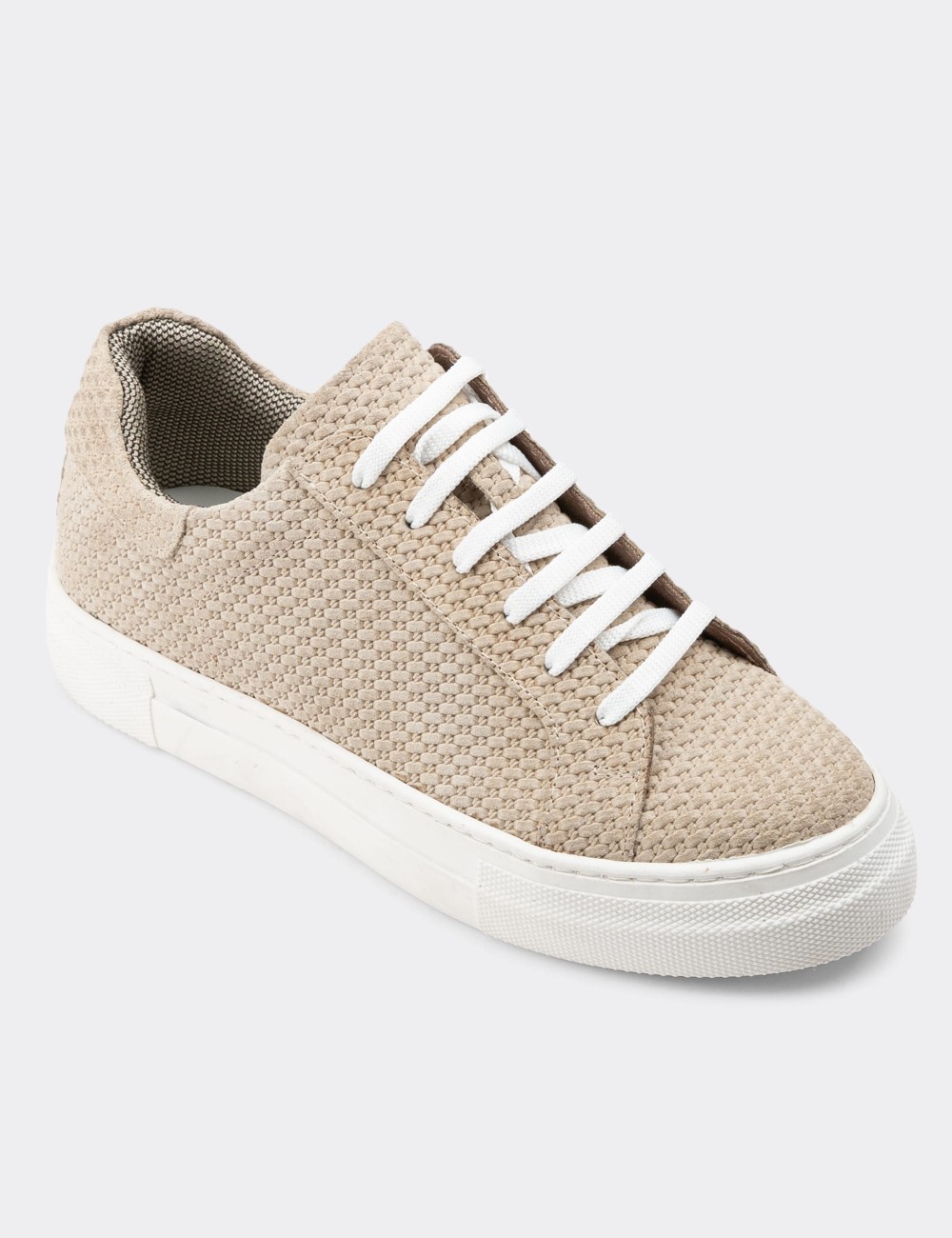 Beige Nubuck Calfskin Sneakers - Z1681ZBEJC10
