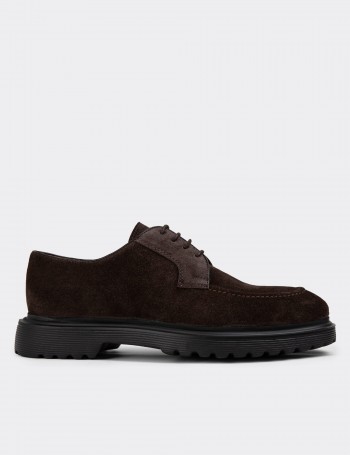 Brown Suede Leather Lace-up Shoes