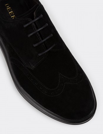 Black Suede Leather Lace-up Shoes - 01942MSYHP03