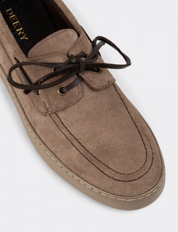 Sandstone Suede Leather Lace-up Shoes