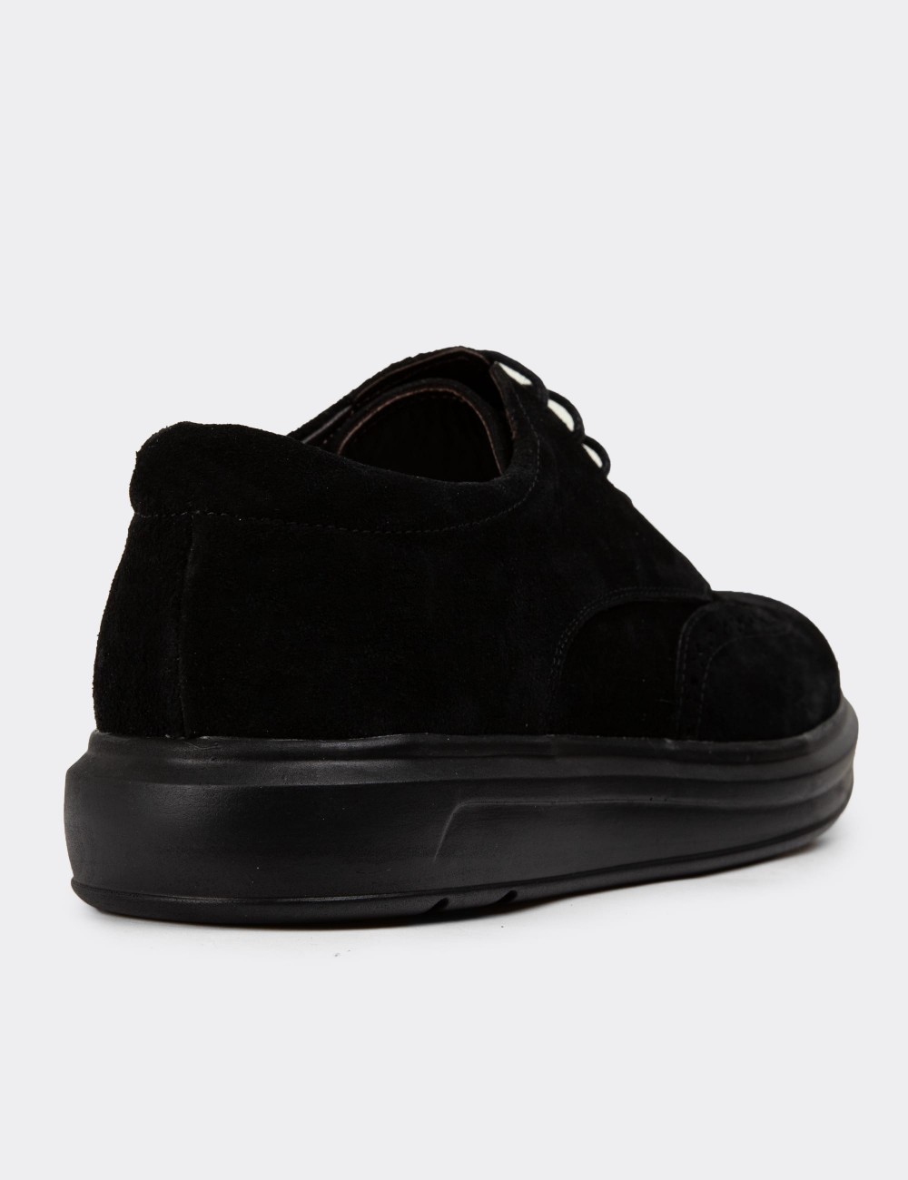 Black Suede Leather Lace-up Shoes - 01942MSYHP03