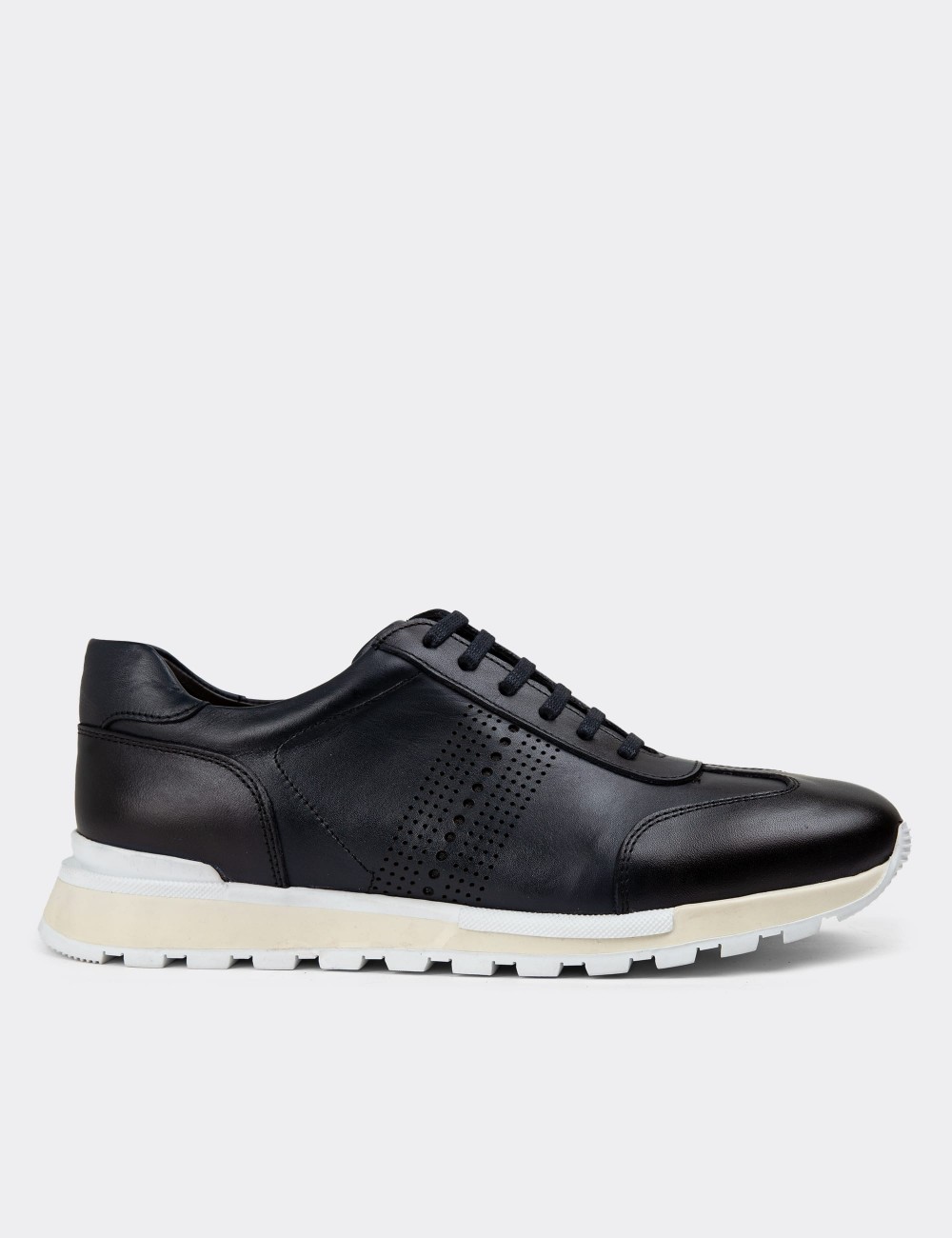 Navy Leather Sneakers - 01738MLCVT03