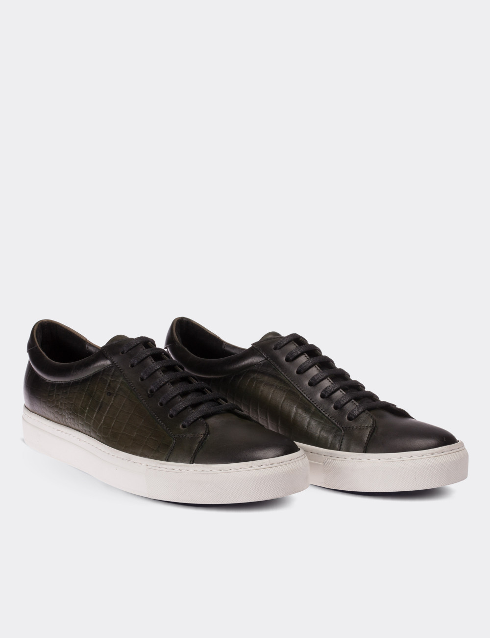 Green  Leather Sneakers - 01641MYSLC03