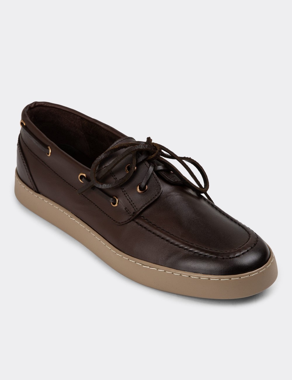 Brown Leather Lace-up Shoes - 01952MKHVC01