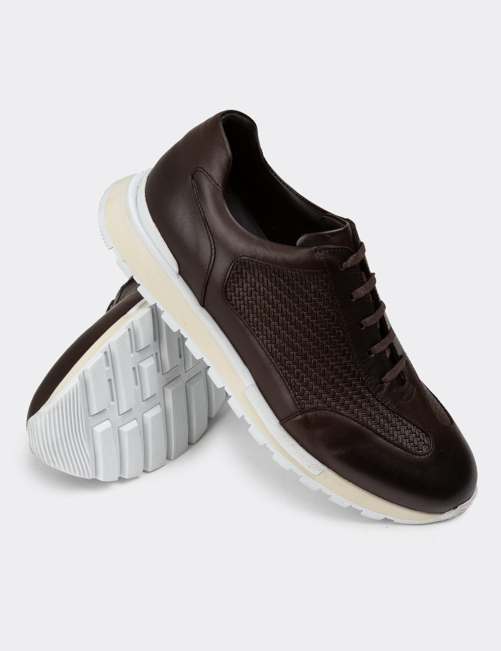 Brown Leather Sneakers - 01729MKHVT02