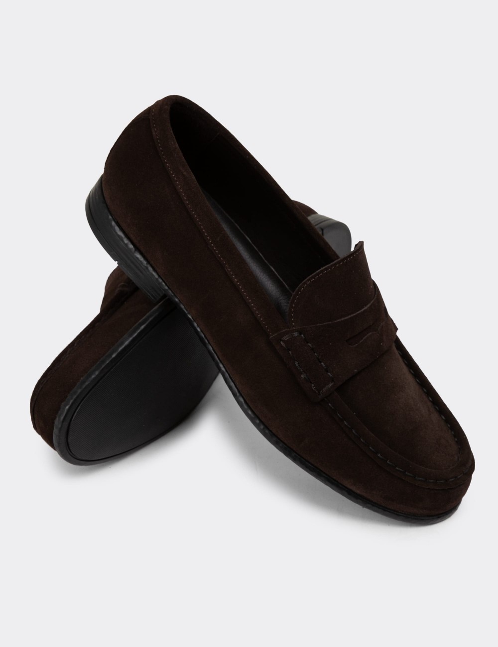 Brown Suede Leather Loafers - 01510MKHVC02