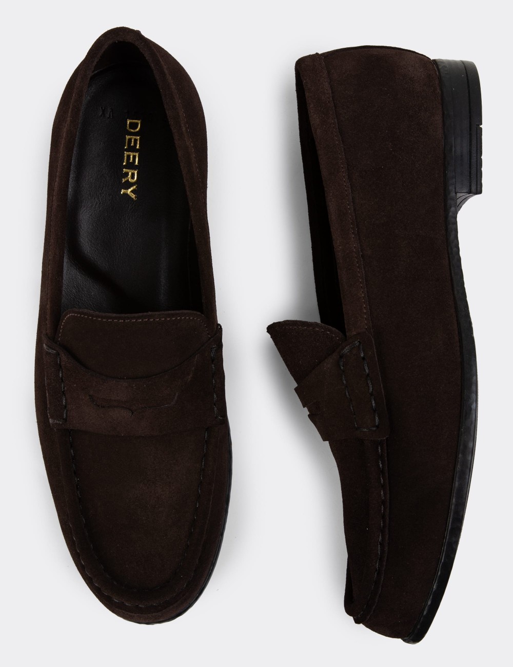 Brown Suede Leather Loafers - 01510MKHVC02