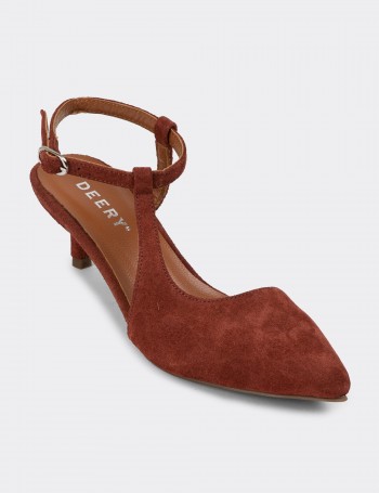 Tan Suede Leather Pumps - R8509ZTBAC01