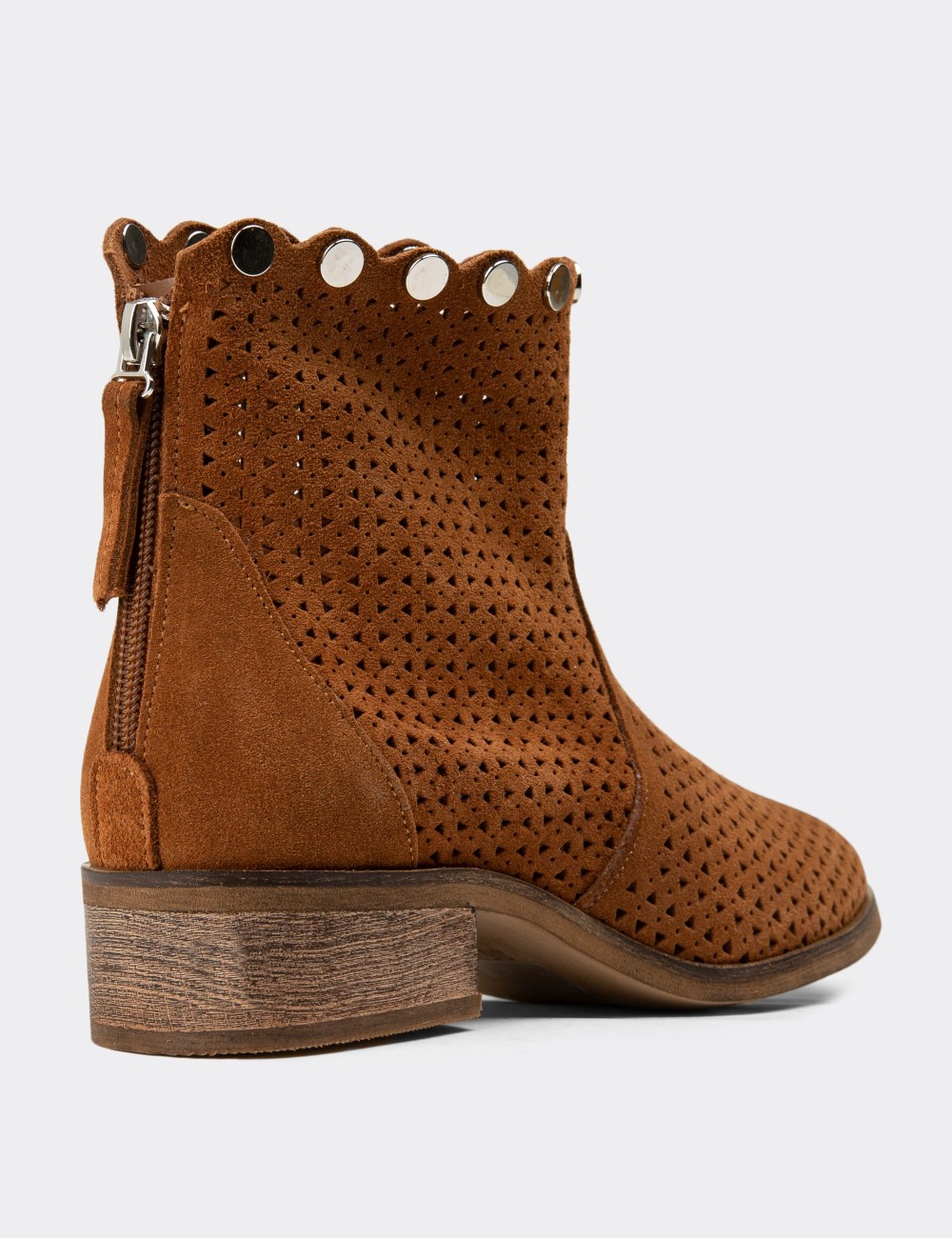 Tan Suede Leather Summer Boots - R8592ZTBAM01