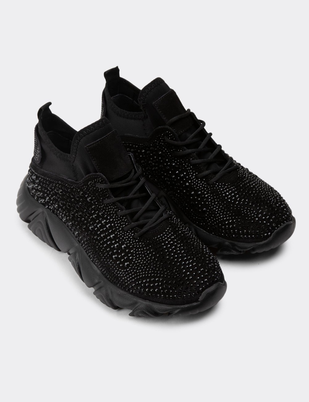 Black Suede Leather Sneakers - R6540ZSYHP01