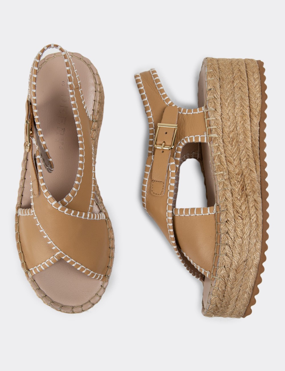Camel Leather Sandals - R2501ZCMLC01