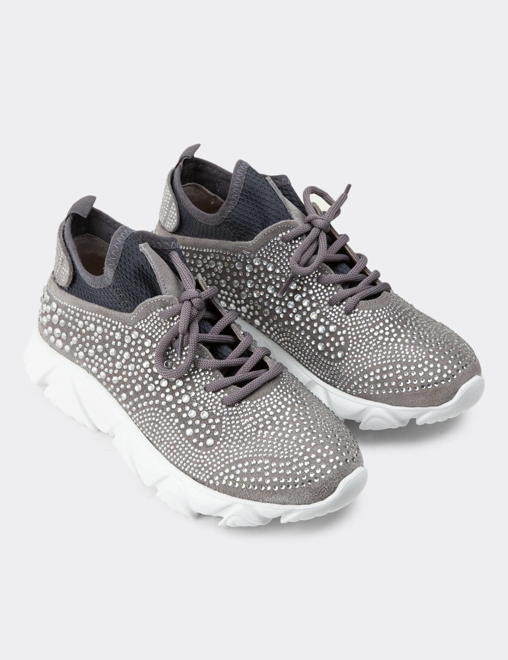 Gray Suede Leather Sneakers - R6540ZGRIP01