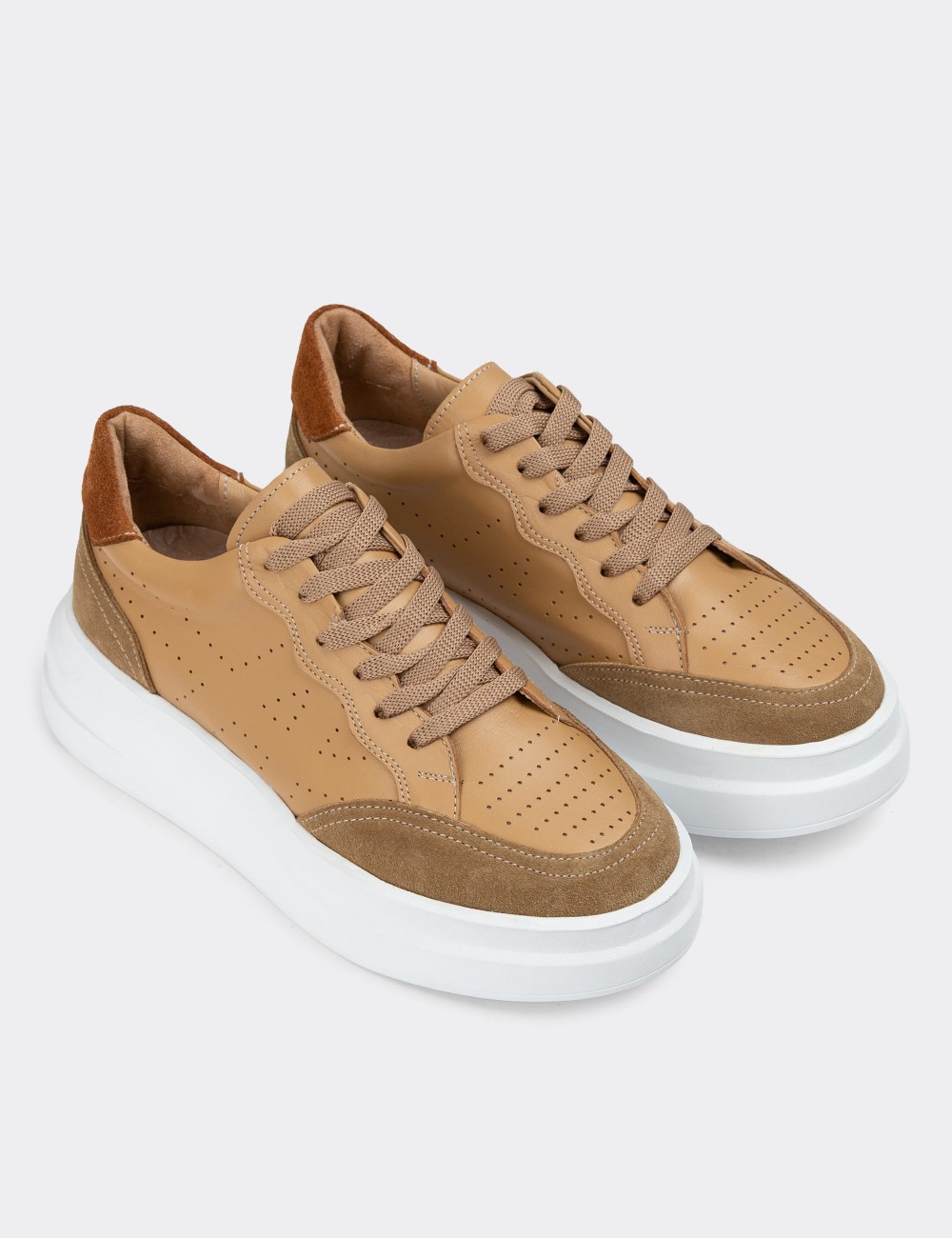 Camel Leather Sneakers - R6507ZCMLE01