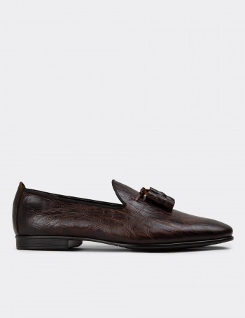 Brown Leather Loafers - 01702MKHVC17