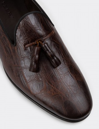 Brown Leather Loafers - 01702MKHVC17