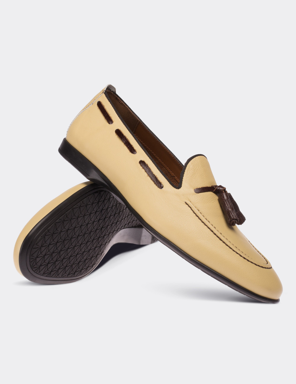 Yellow  Leather Loafers - 01642MSRIC01