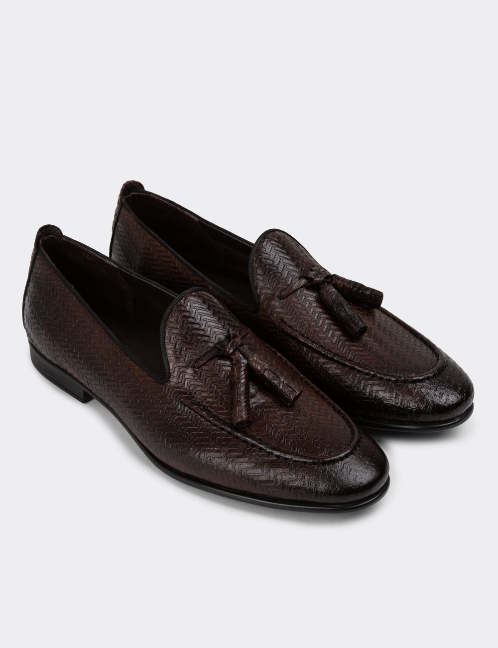 Brown Leather Loafers - 01701MKHVC24