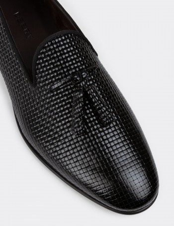 Black Patent Leather Püsküllü Erkek Loafer - 01702MSYHC11