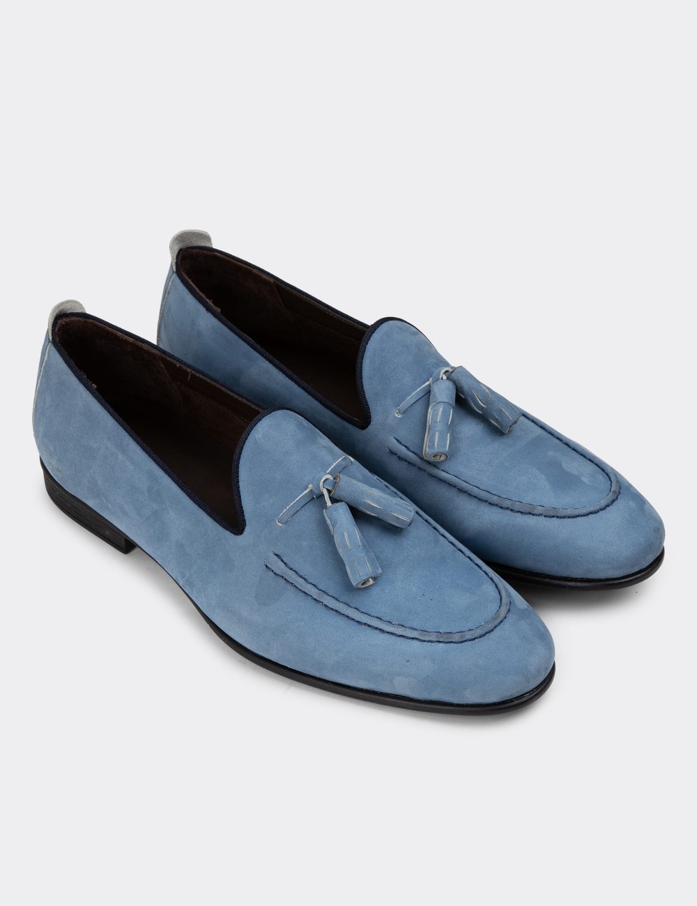 Blue Suede Leather Loafers - 01701MMVIC02