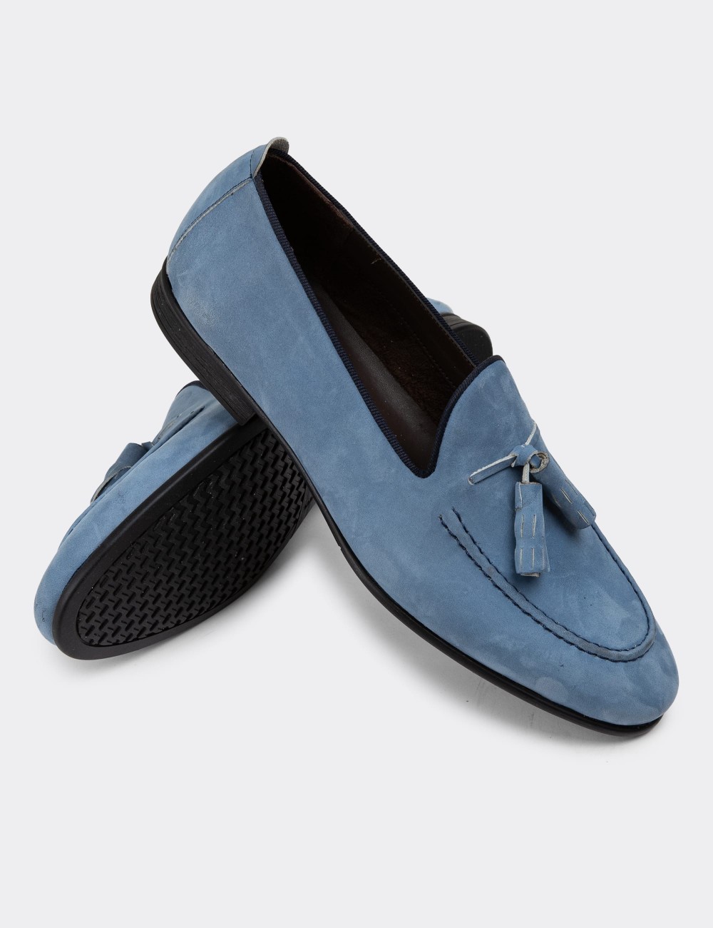 Blue Suede Leather Loafers - 01701MMVIC02
