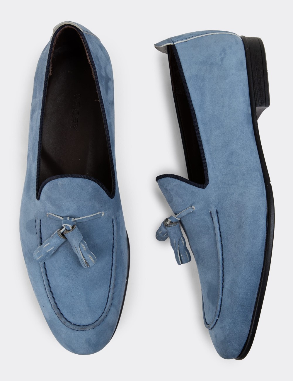 Blue Suede Leather Loafers - 01701MMVIC02