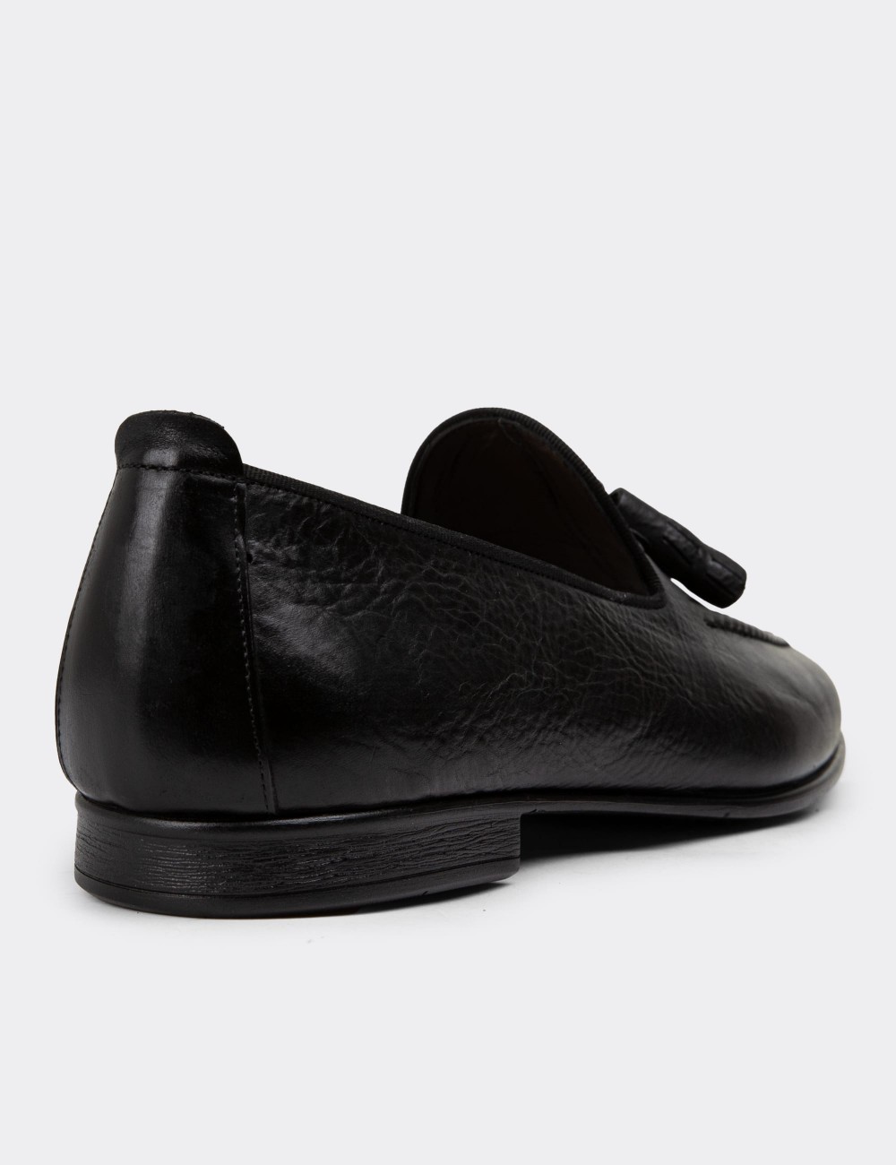 Black Leather Loafers - 01701MSYHC08