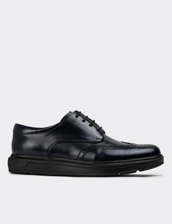 Navy Leather Lace-up Shoes - 01942MLCVP01