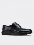 Navy Leather Lace-up Shoes