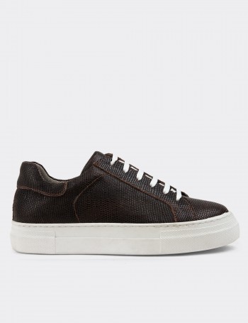 Brown Leather Sneakers - Z1681ZKHVC38