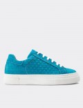 Turquoise Suede Leather Sneakers
