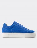 Blue Suede Leather Sneakers