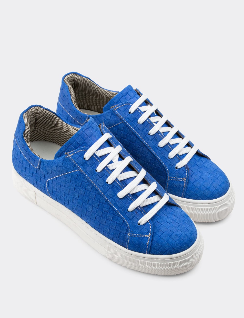 Blue Suede Leather Sneakers - Z1681ZMVIC10