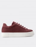 Burgundy Suede Leather Sneakers