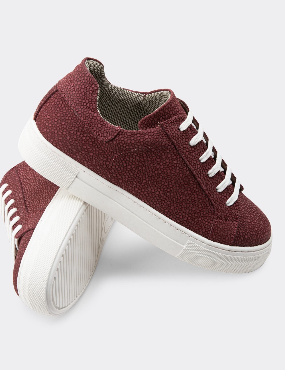 Burgundy Suede Leather Sneakers - Z1681ZBRDC14