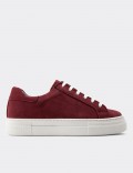 Burgundy Suede Leather Sneakers