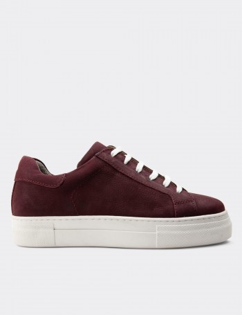 Burgundy Suede Leather Sneakers - Z1681ZBRDC16