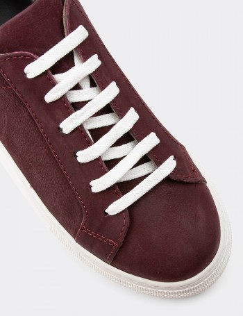 Burgundy Suede Leather Sneakers - Z1681ZBRDC16
